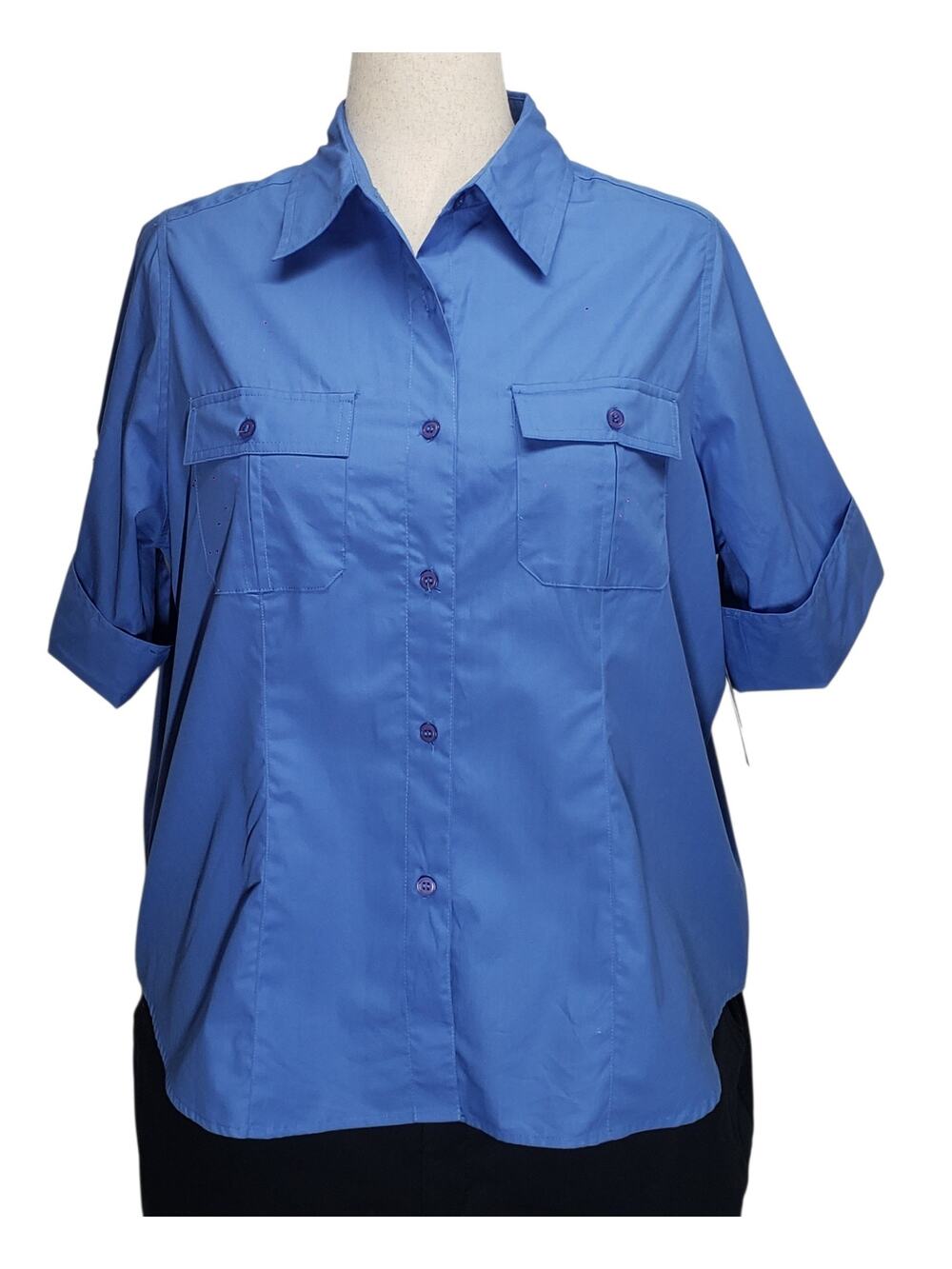 Mountain Lake II Blue Utility Camp Shirt Womens 1X NWT Vintage Deadstock NWT